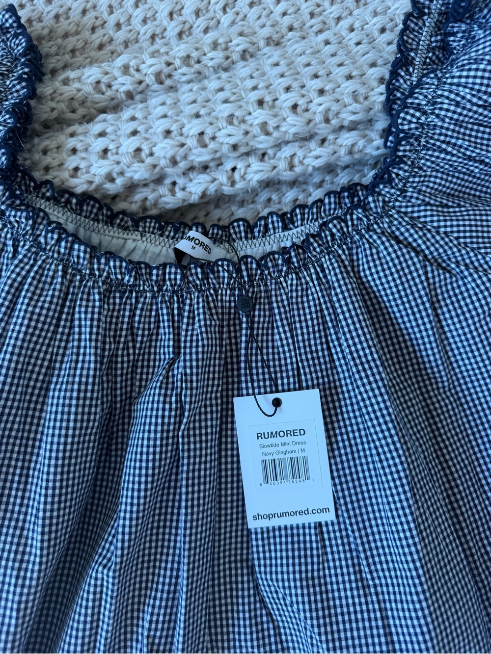 Rumored Blue Smocked Square-Neck Mini Dress - Picture 3 of 3
